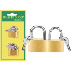 2 Pcs Small Solid Brass Locks with Keys, 20mm + 25mm Mini Key Locks, for Luggage, Backpack, Gym Locker, Jewelry Box (20-25mm)