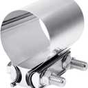 Zlirfy Stainless Steel Exhaust Clamp Band, Universal Widening Butt Joint Clamp, Fit for Exhaust Pipe (2 inch)