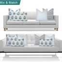 Coastal Indoor Outdoor Lumbar Pillow Cover ONLY, 12"x20" Water Repellent for Couch, Patio, Backyard, Baby Blue Orange Floral with Piping