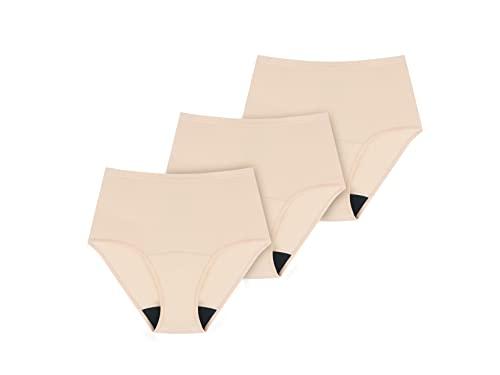AIRCUTE Washable Urine Absorbency Incontinence Underwear for Women Bladder Leak Proof Cotton Panties 60ML 2 Pack(Beige, X-Large)