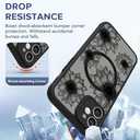 OOK Phone Case Design for iPhone 11 Case [Compatible with MagSafe], Cute Sunflower Floral Blooms Design Black Frosted Shockproof for Women Girls Magnetic Phone Cover - Black Flower