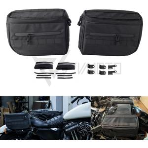 Universal Motorcycle Saddlebags Saddle Bags Luggage Bags Travel Knight Rider Storage Bag Fit For Harley Softail Dyna Super Glide Sportster FXR, 14.5L(3.8 Gallon) Black