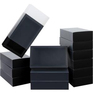 26 PCS Rectangle Drawer Kraft Boxes Small Cardboard Present Packaging Boxes for Party Favor Treats, Candy and Jewelry Crafts, 6.5 x 3.7 x 1.6 inch (Clear,Black)
