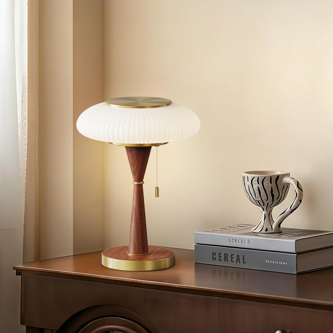 Mushroom Lamp Table Lamp for Bedroom,Desk Bedside Small Lamps for Living Room Night Stands,Mushroom Decor Cute Mini Modern Mid Century Lamps,Unique Aesthetic Home Living Room Decor (Gold)