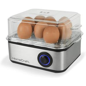 Nostalgia HomeCraft Premium Stainless Steel 8 Capacity Electric Large Hard-Boiled Egg Cooker Poached, Scrambled, Omelets, Whites, Sandwiches, for Keto & Low-Carb Diets, Vegetable Steamer, with Buzzer
