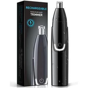 Rechargeable Ear and Nose Hair Trimmer - 2025 Professional Painless Eyebrow & Facial Hair Trimmer for Men Women, Powerful Motor and Dual-Edge Blades for Smoother Cutting Black