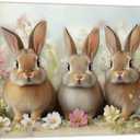 ZQQART Bunny Wall Art Rabbit with Flowers Canvas Prints Cute Animals Picture Easter Festival Painting Prints Children's Room Decor Frame(Pink,12.00" x 18.00")