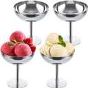 MIVIDE 4 Pack Ice Cream Cups, Ice Cream Bowl, Stainless Steel Dessert Cups Serving Dessert Bowls Silver Coupe Glasses for Pudding Dessert Frozen Yogurt Fruit