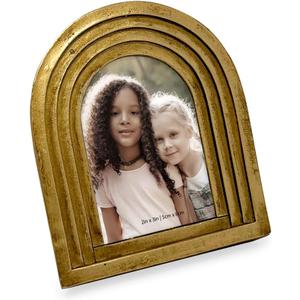 Isaac Jacobs 2x3 Vertical Gold Arc Resin Picture Frame with Gradient Design, Decorative Photo Frame, Tabletop & Wall Display, Hanging Display & Home Decor (2x3, Gold)