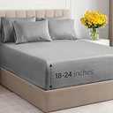 Extra Deep Queen Sheet Set - 6 Piece Breathable & Cooling Sheets - Hotel Luxury Bedding Set w/ 18-24 Inch Extra Deep Pockets - Easy Fit - Super Soft, Wrinkle Free & Comfy - Heathered Grey, Queen Size