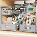 2 Pack 21IN-Depth Under Sink Organizer,Pull Out Cabinet Organizer With Smooth Cylindrical Rail,Metal Slide Out Drawer for Kitchen Bathroom Laundry,8-Level Tool Free Height Adjustable-Gun Gray, 2 Pack-21"Dx9.5"-16.7"H