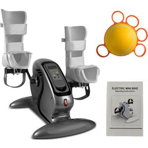 Electric Pedal Exerciser for Seniors with Remote Control, Motorized Leg Exercise Machine with 10 Speed Levels, Quiet Pedal Exerciser with LCD Display for Home & Office