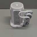 AiJoy Flat Plug Power Strip Tower 9 Outlets and 5 USB Ports (2 USB-C), 1200J Surge Protection, 6.5ft 1625W Extension Cord Charging Station for Home, Office Supplies, Dorm Essentials,  A-White