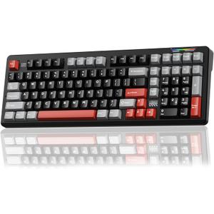 LINGBAO K98 Wireless Mechanical Gaming Keyboard, Tri-Mode BT5.0/ 2.4GHz/ USB-C, Gasket Custom Hot-Swappable Linear Switches Creamy Keyboard with Number Pad, RGB Backlit Gaming Keyboard for PC Laptop