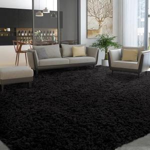 BALAPET Modern Plush Area Rug 10x14, Ultra Soft Large Faux Fur Area Rug for Bedroom Living Room, Non-Skid Indoor Carpet for Kids Playroom Home DecorBlack