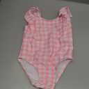 and Toddler One Piece Swimsuit (9-12 Months, Pink Gingham Ruffle)