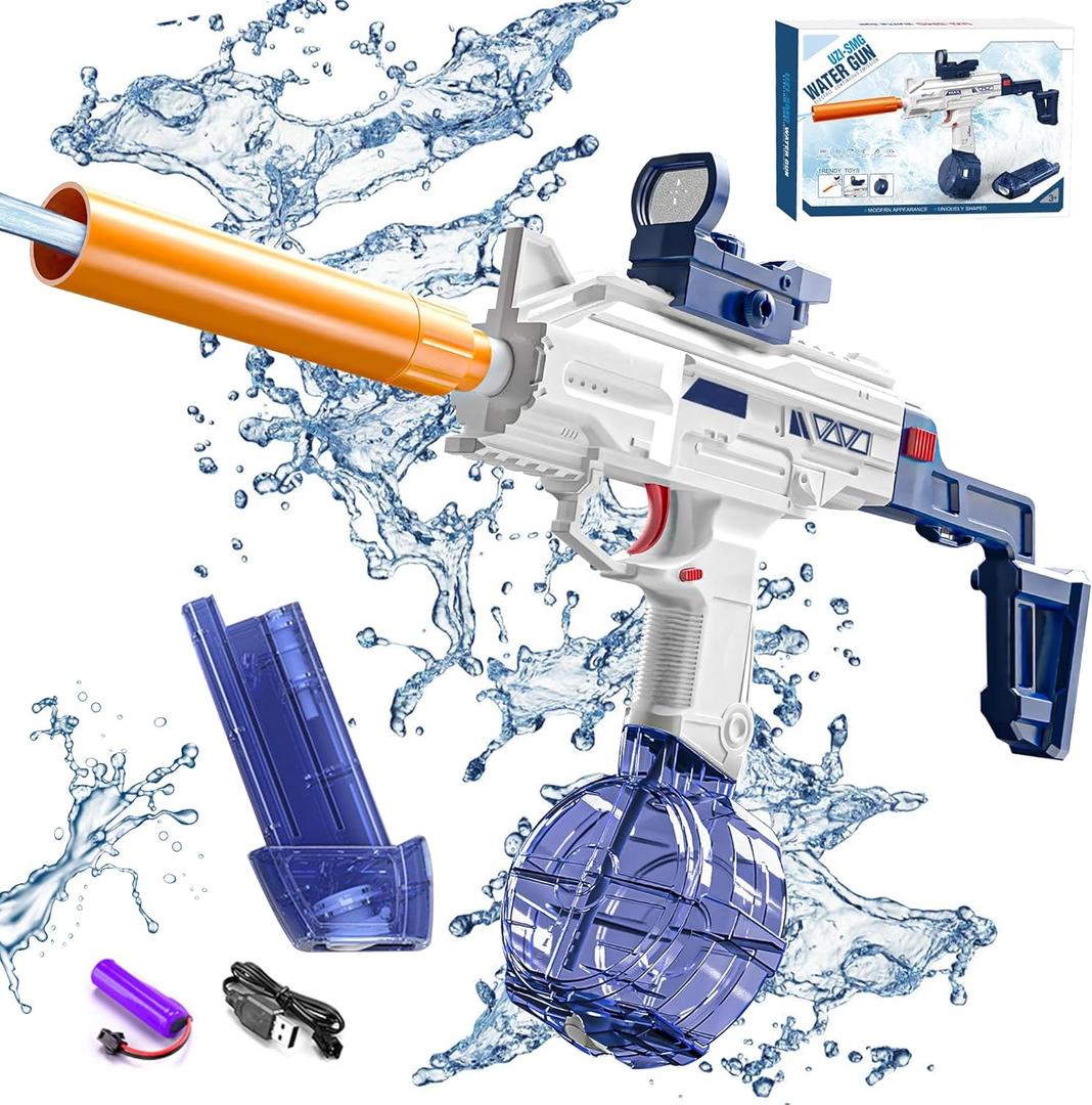 EWRITN Electric Water Gun for Adults  Automatic, High-Powered, Battery-Operated Water Pistol with 32 Ft Range, 550ML Large Capacity Squirt Gun for Summer Outdoor Fun, Blue