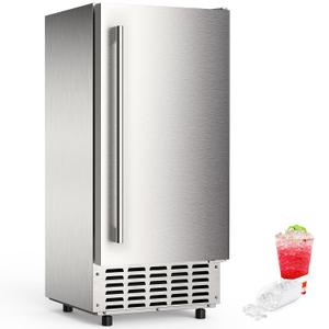 Electactic Nugget Ice Maker Machine, Under Counter Ice Machine,Stainless Steel Built-in Freestanding Ice Maker,66Lbs/Day,LCD Panel/Self-Clean/24H Timer,for Home Kitchen Office Bar Party (SILVER)