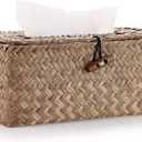 Sumnacon Tissue Box Cover Rectangle Tissue Box Seagrass Tissue Box Holder Woven Tissue Holder Decorative Tissue Cover for Bathroom Tissue Box Cover Rectangular for Home Office Table Coffee