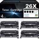 CF226X 26X Black High-Yield Toner Cartridge | 26X CF226X Replacement for HP 26X Works with Laser Pro MFP M427dw M426m M426fdn M426dw; Laser Pro M402 M403 Series Printer 4-Pack (with Chip)