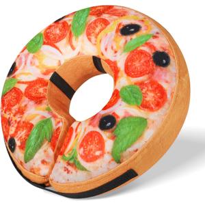 Grand Line Pizza Inflatable Collar for Dog and Cat, Soft Protective Recovery Cone After Surgery, Blow up Pet Donut Collar Cone, E-Collar Alternative Does not Block Vision (Realistic, Medium)