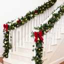2 Pack Christmas Garlands with Lights, Artificial Pre-lit Garland Christmas for Stairs, 9FT Lighted Garlands with Timer, Battery Operated Christmas Garland for Mantle