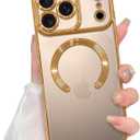 ZIYE Magnetic Case Made for iPhone 17 Pro 6.3 Inch [Compatible with MagSafe] Soft TPU Slim Phone Cover Anti-Scratch Drop Protection Clear Phone Case for Women Men, Desert Titanium