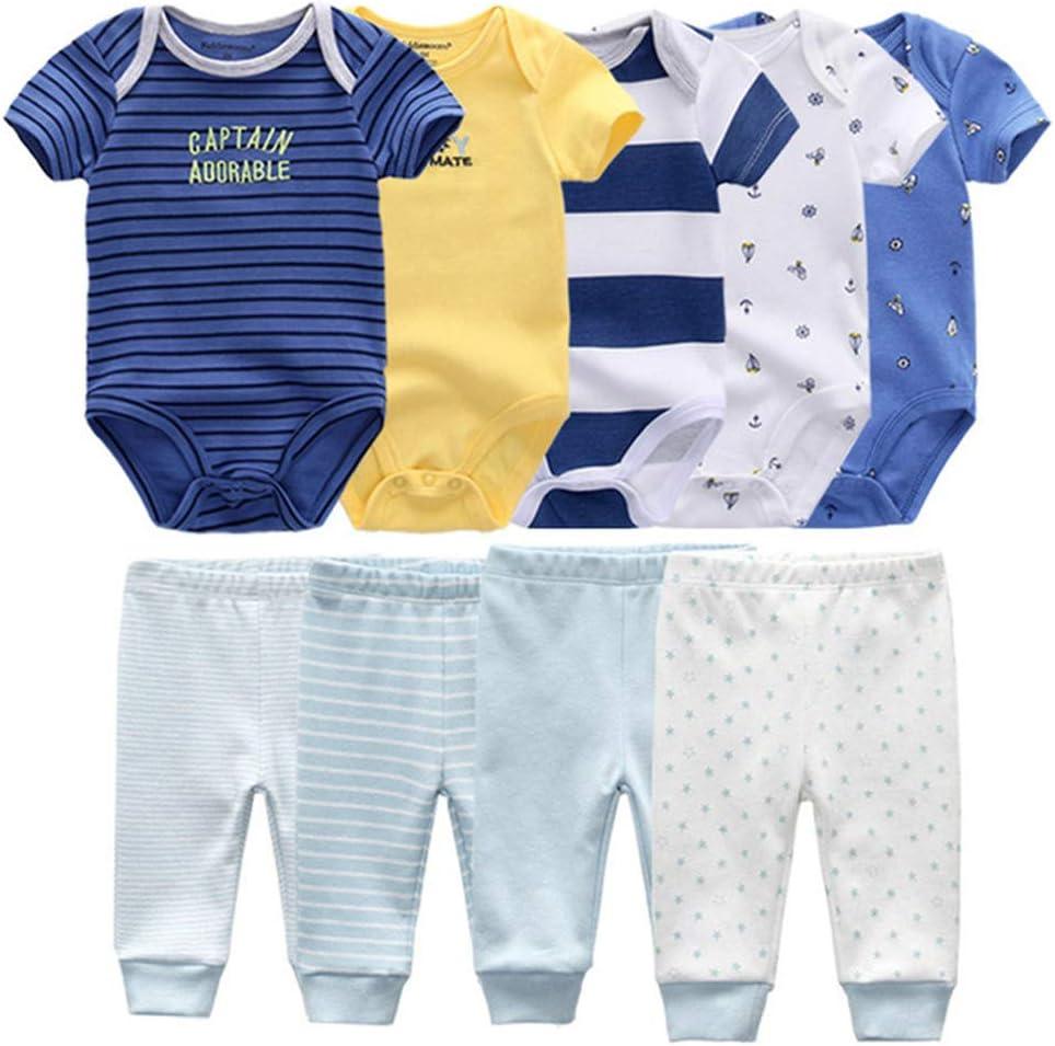 Kiddiezoom Baby Layette Set Baby Boys' 9-Piece Bodysuits Pants Set Toddler Girl Boy Unisex Baby Gift Sets (0-3 Months, Multicolor)