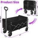 Wagons Carts Foldable,280 LBS Large Capacity Foldable Wagon Cart Collapsible Wagon with Wheels & Drink Holders,Utility Folding Cart for Camping Garden Beach Picinic Grocery Outdoor Shopping(Black)