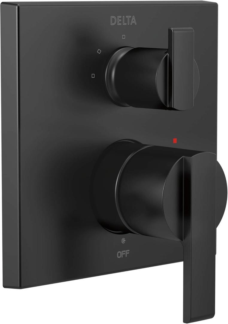 DELTA FAUCET T24867-BL Angular Modern Monitor 14 Series Valve 3-Setting Integrated Shower Trim with Diverter, Matte Black