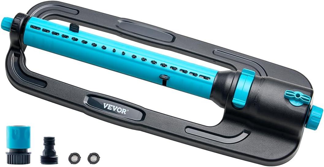 VEVOR Oscillating Sprinkler, Up to 4500 sq. ft. Water Sprinkler for Lawn with 18 Precision Nozzles, 3-Way Adjustable Turbo Oscillating Yard Sprinklers for Large Lawn, Garden, Agricultural Orchard