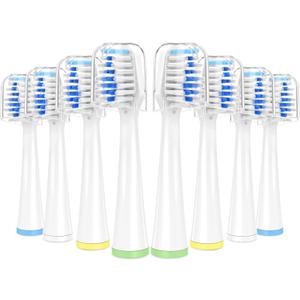 8 Pack Toothbrush Replacement Heads for Waterpik Sensonic Complete Care CC-04CD010-1, and for Waterpik Sensonic Electric Toothbrush STW-03W020/STW-03W027, with Cover for White STWB-3WW-B