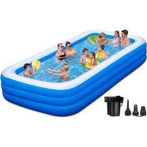 180" x 76" x 22" Large Inflatable Swimming Pool for Adults & Kids, Oversized Family Blow Up Pool for Backyard, Sturdy Thickened Kiddie Pool, Easy Setup & Portable