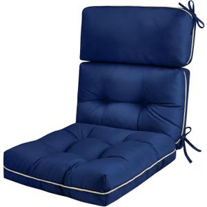 High Back Patio Chair Cushions 44"x22"x4" Thick Memory Foam Replacement with Ties for Adirondack Rocking Chair Outdoor Seat Pad Chair (Blue)