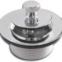 CalcMetal Lift and Turn Bathtub Drain Stopper with ABS Plastic Bushing, Fits in 1-1/2 Inch or 1-3/8 Inch Inner Bathtub Shoe, Easy to Install, Plated Chrome