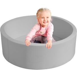 TRENDBOX Foam Ball Pit, 36" x 12" Indoor Outdoor Soft Round Ball Pool Playpen Ideal Gift Toy for Babies Kids and Toddler Children (No Balls) - Light Gray (90CM)