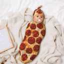 Burrito Pizzas Newborn Swaddling Blanket Beanie Hat Sets Soft Baby Receiving Funny Food Blanket Soft Sleeping Bag New Born Soft Sleep Sacks for Boys Girls