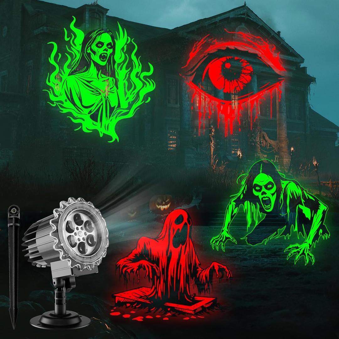 Halloween Projector Lights Outdoor - LED Rotating Skull & Ghost Projection Light, Waterproof Halloween Light Projector, Indoor/Outdoor Decor for Home, Yard, Party, Window & Wall