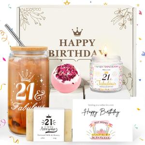 21st Birthday Gifts for Her, Unique 21st Birthday Gift Box for 21 Year Old Women, Her, Daughter, Sister, Best Friend, Female, 21 Fabulous