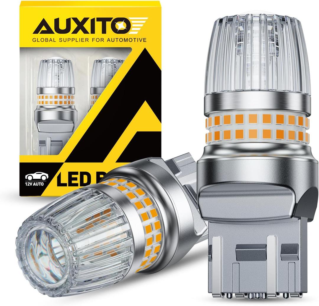 AUXITO Latest 7440 7443 LED Bulb Amber Yellow Turn Signal Lights, 700% Brighter 7441 7444 T20 992 WY21W LED Bulbs with Projector for Parking Blinker Tail Brake Signal DRL Marker Light, Pack of 2