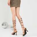 Mostrin Womens Sandals Strappy Heels for Women Lace Up Square Open Toe Heels Tie Up High Heeled Sandals for Prom, Party, Daily Wear, 40.5
