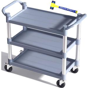 Utility Carts with Wheels Large Size Rolling Cart with Wheels Heavy Duty 600 LBS Food Cart with Lockable Wheels and Hammer for Kitchen/Office/Warehouse, 39.5" D x 19.3" W x 39.5" H(Grey Large Size)