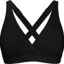 Women's Sporty Adjustable Wide Straps Bikini Top Large Bust Criss Cross Back Supportive Swimsuit Tops Only Black(Large)