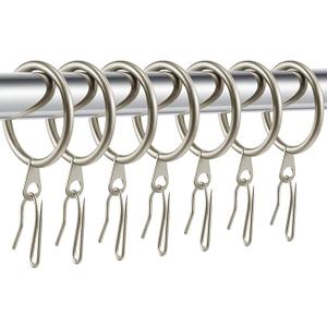 Hotop 30 Pcs Metal Drapery Curtain Rings 0.98/1.26/1.65 inch Interior Diameter and 30 Pcs Hanging Curtain Drapery Pin Hooks for Window Door Shower(Champagne Gold,25mm)