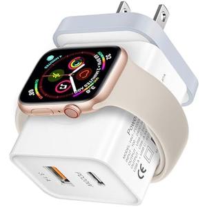 iSeekerKit for A-pple Watch Charger, 20W Fast Charging Block, Portable USB C Wall Charger Power Adapter, Dual Port PD Travel Plug Compatible with iWatch, iPhone, Samsung, Android,Tablet