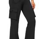G Gradual Women's 6 Pockets High Waist Yoga Pants Stretch Cargo Flare Leggings for Fitness, Travel, Casual Wear (Black, XL)
