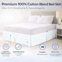 Premium Queen Size Bed Skirt by Comfort Beddings 100% Cotton Blend, 11" Drop Length, Split Corner, Tailored Fit, Elegant Pleated Style, White