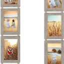 QUTREY 4x6 Hanging Picture Frames Collage Set of 2, 4 Openings 4 x 6 Photo Frames for Vertical 4 by 6 inch Pictures for Wall Decor, Rustic