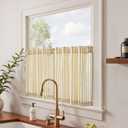 jinchan Striped Linen Kitchen Curtains 24 Inches Tier Curtains Farmhouse Modern Cafe Style Small Window Treatments Airy Light Filtering Rod Pocket for Living Room Bathroom 2 Panels Mustard Yellow