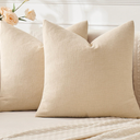 MIULEE Beige Couch Pillow Covers, Set of 2 Soft Chenille Decorative Square Throw Pillow Covers Farmhouse for Sofa Living Room Bed